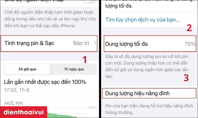Bạn tiếp tục nhấn vào mục Tình trạng pin & sạc