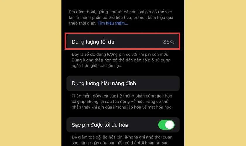 Pin đã bị chai khi hiển thị dưới 80%
