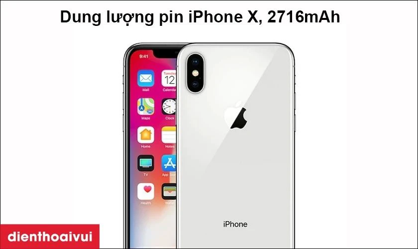 iPhone X – Pin dung lượng 2716 mAh