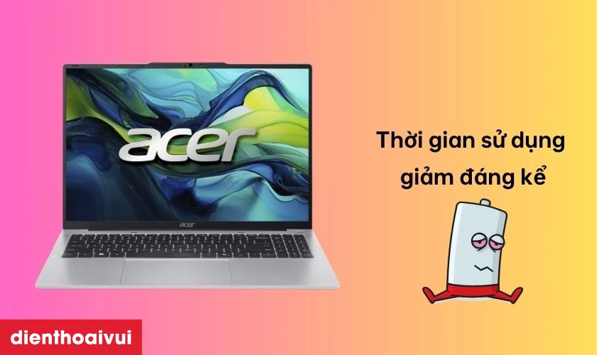 Dấu hiệu laptop Acer Aspire 5516 cần thay pin