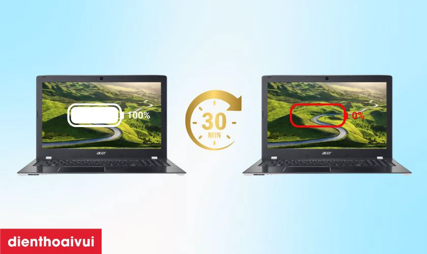 Dấu hiệu laptop Acer E5-553G cần thay pin