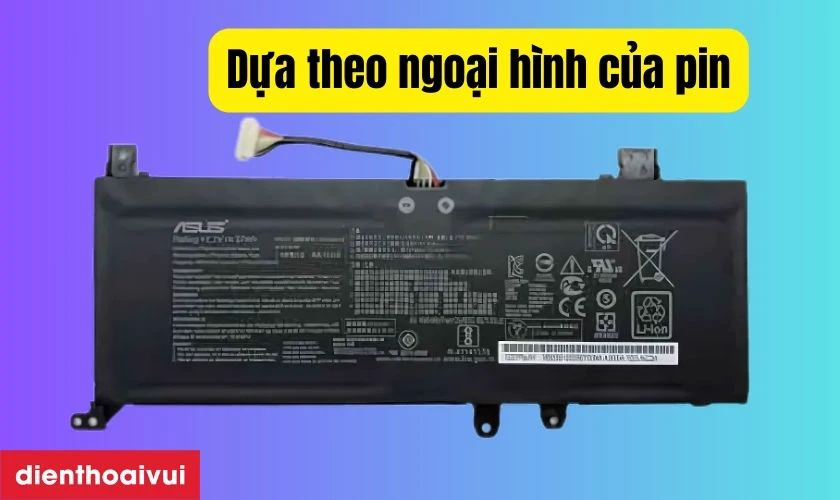 Pin chính hãng Asus có logo, thông tin kỹ thuật và tem bảo hành