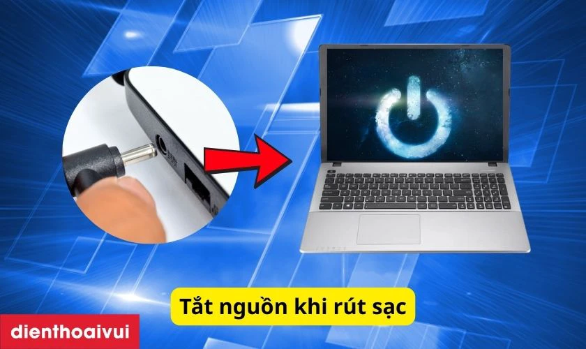 Laptop Asus X550CC đang dùng thì tắt đột ngột ngay khi rút sạc