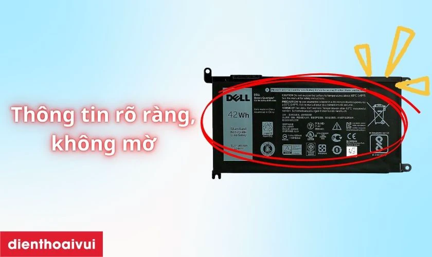 Pin laptop Dell chính hãng thường được hoàn thiện kỹ lưỡng