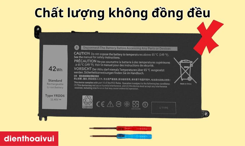 Chất lượng pin thay thế không đồng đều