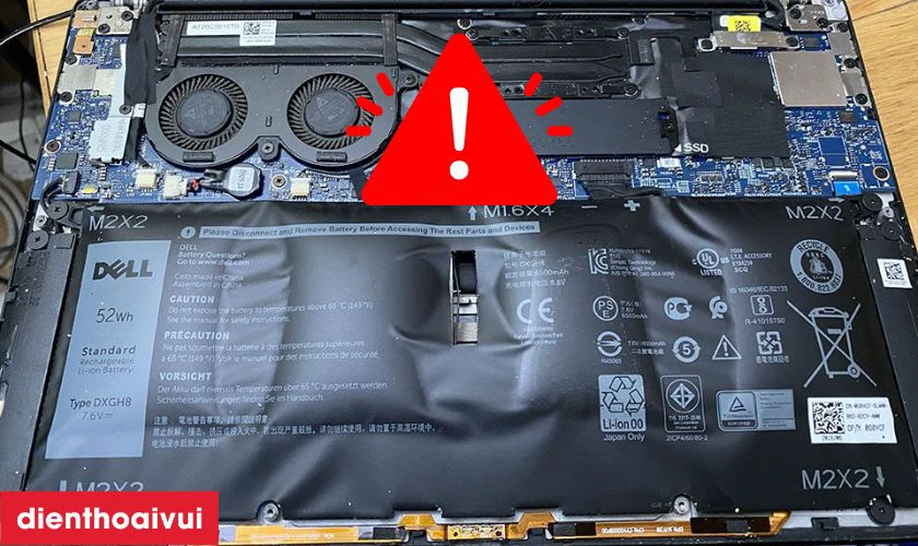 Pin laptop bị phồng, biến dạng