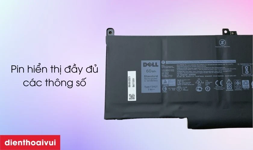 Cách kiểm tra pin laptop Dell Latitude 12 7000 chính hãng dựa vào ngoại hình