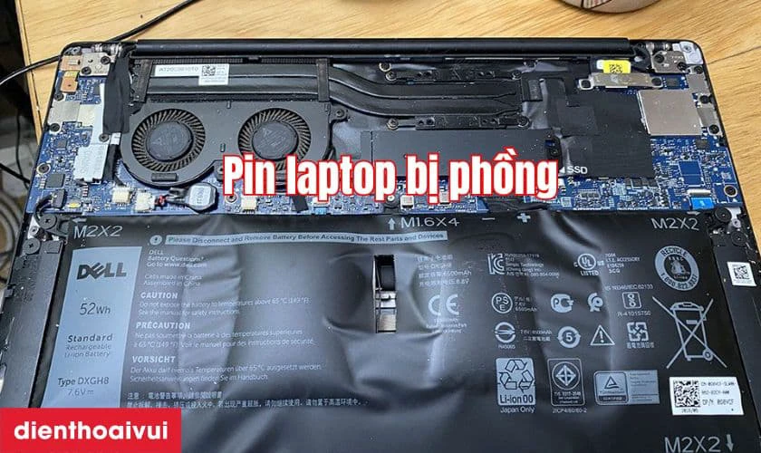 Pin bị phồng, vỏ máy có dấu hiệu cong vênh