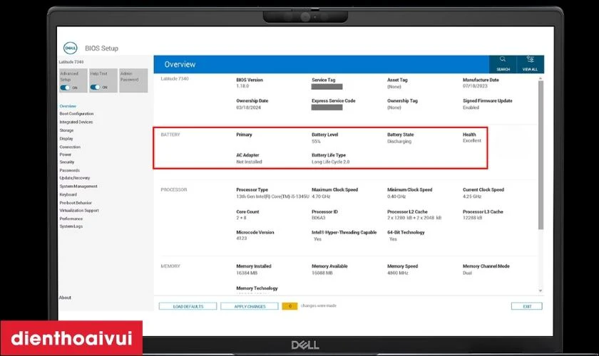 C&aacute;ch kiểm tra pin laptop Dell Latitude 13-3379 2 in 1 c&oacute; bị chai kh&ocirc;ng