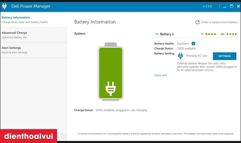 Sử dụng c&ocirc;ng cụ Dell Power Manager
