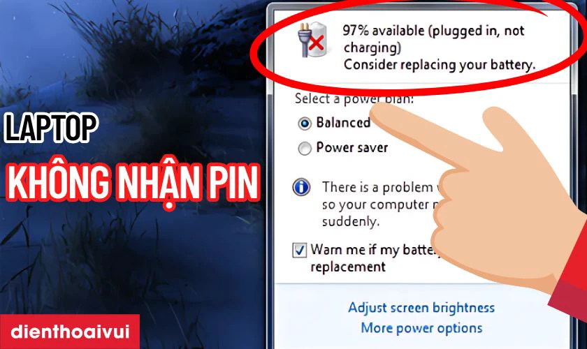 Máy không nhận pin