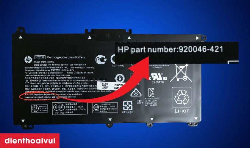 Mỗi dòng pin chính hãng đều có số serial riêng biệt