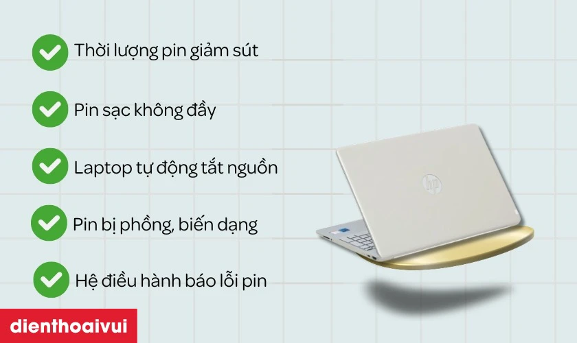 Dấu hiệu laptop HP Pavilion 15 DB0015DX NQ cần thay pin