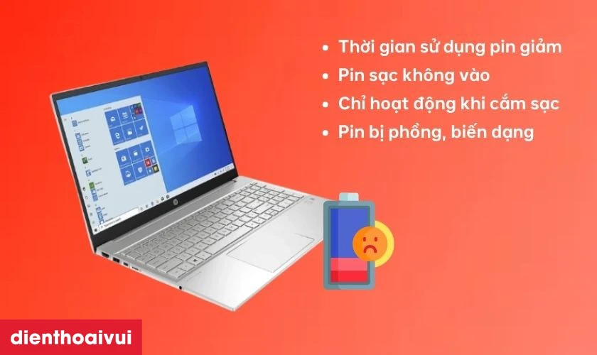 Dấu hiệu laptop HP Pavilion 15 DB0186AU NQ cần thay pin