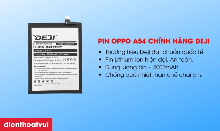 Thay pin OPPO A54 chính hãng Deji