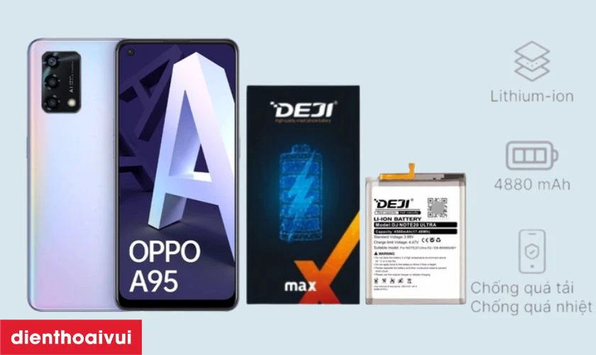 Đ&aacute;nh gi&aacute; pin Oppo A95 4G h&atilde;ng Deji