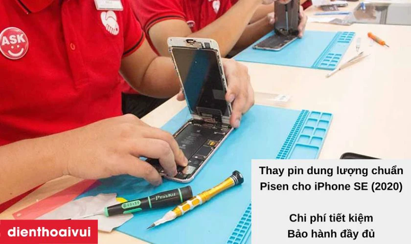 Thay pin iPhone SE 2020 dung lượng chuẩn Pisen