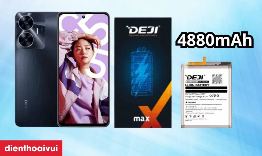 Đ&aacute;nh gi&aacute; pin Realme C55 h&atilde;ng Deji