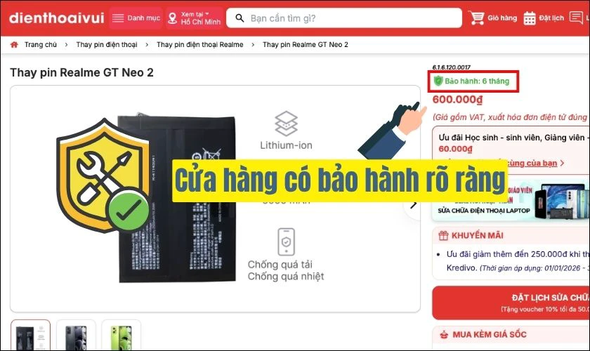 Tiêu chí lựa chọn địa chỉ thay pin Realme quận 6