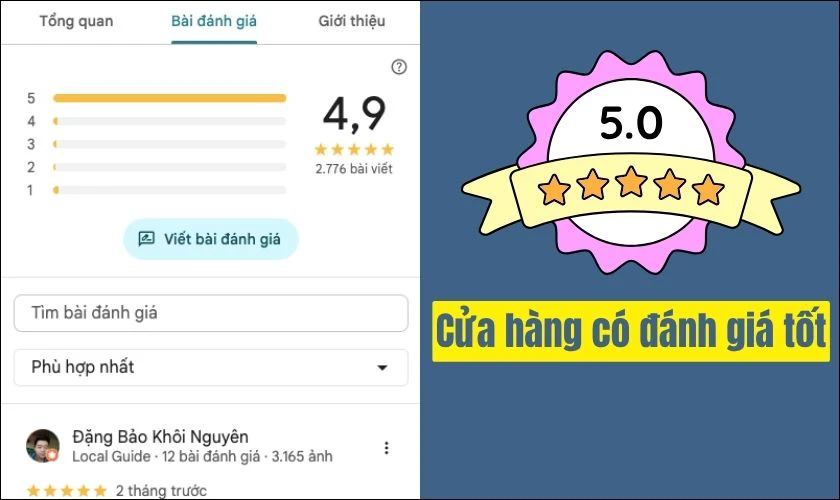Cửa hàng có đánh giá tốt