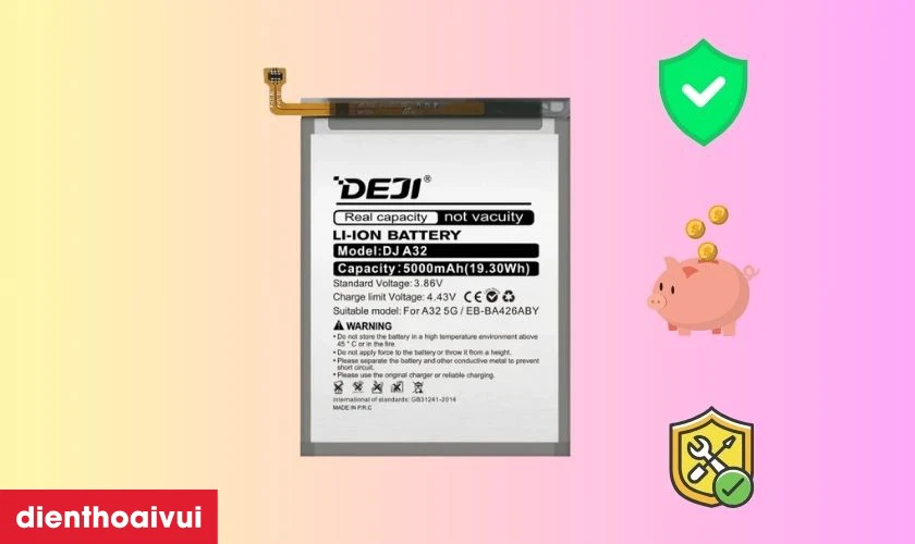 Pin chính hãng Deji thay cho Samsung A32 5G có tốt không
