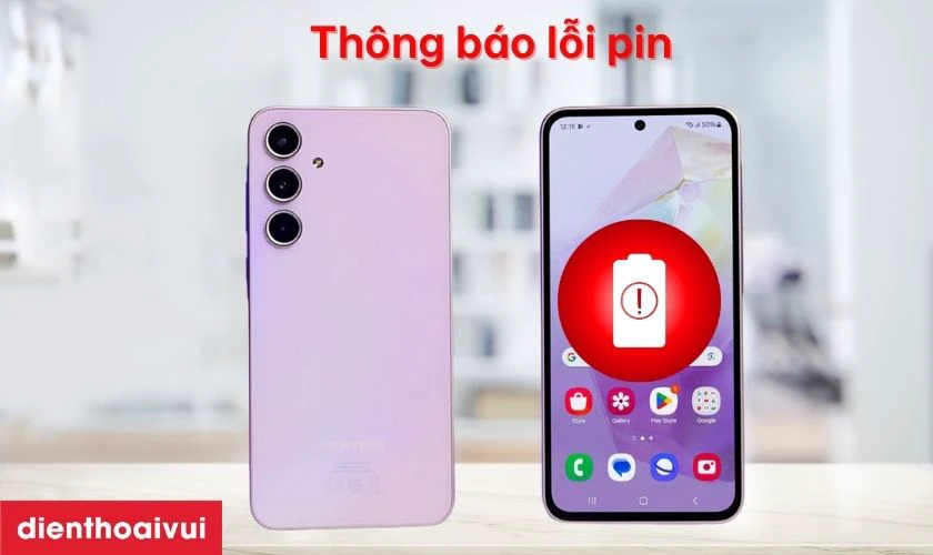 Điện thoại Samsung A35 hiển thị thông báo lỗi pin