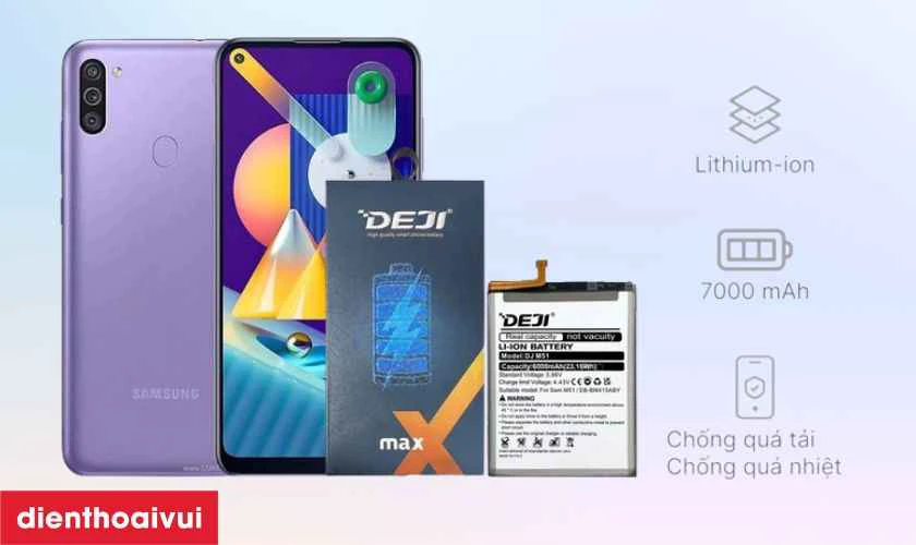 Đ&aacute;nh gi&aacute; pin Samsung Galaxy M41 h&atilde;ng Deji