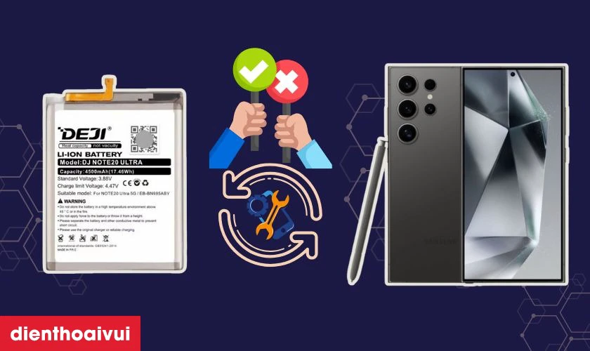 Những lưu &yacute; khi thay pin Samsung Galaxy S24 Ultra ch&iacute;nh h&atilde;ng Deji