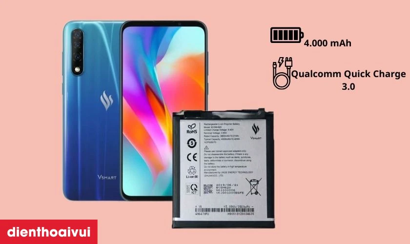 Vsmart Live sở hữu pin khủng, tích hợp sạc nhanh Qualcomm Quick Charge 3.0