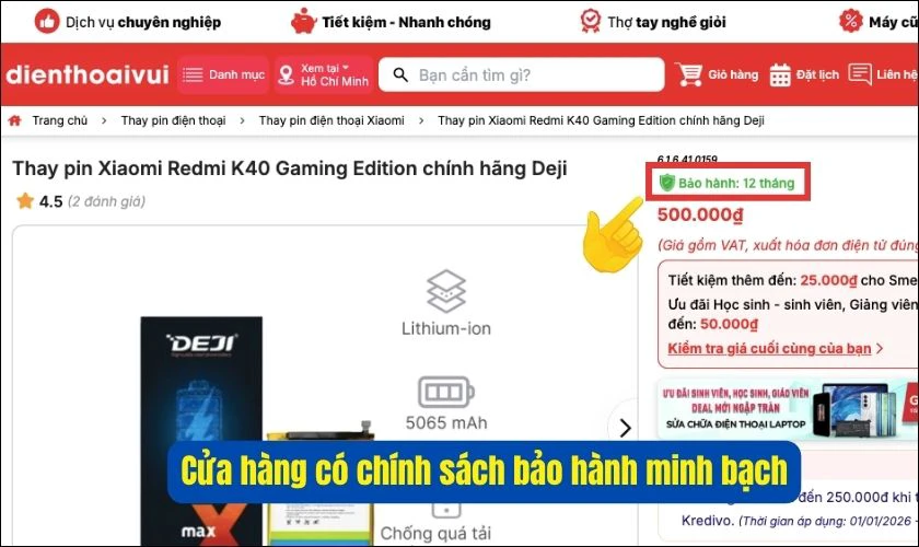 Tiêu chí lựa chọn địa chỉ thay pin xiaomi quận Tân Bình
