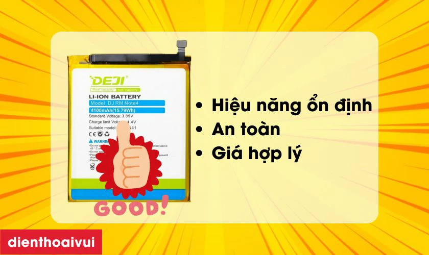 Pin chính hãng Deji thay cho Redmi Note 10 Pro có tốt không?