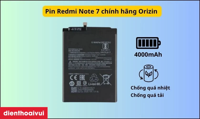 Pin Xiaomi Redmi Note 7 chính hãng Orizin là gì