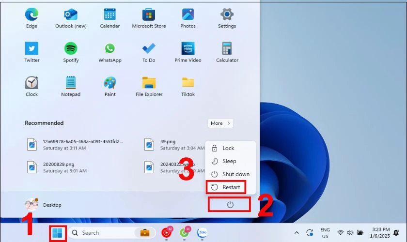 Thực hiện khởi động lại máy tính sửa lỗi the file or directory is corrupted and unreadable
