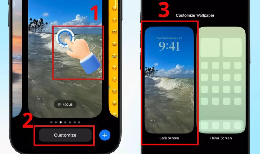 Chọn Customize, nhấp vào Lock Screen