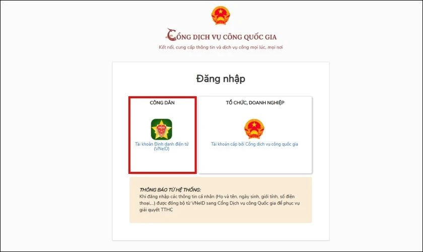 Thí sinh tự do cần đăng nhập tài khoản VNeID