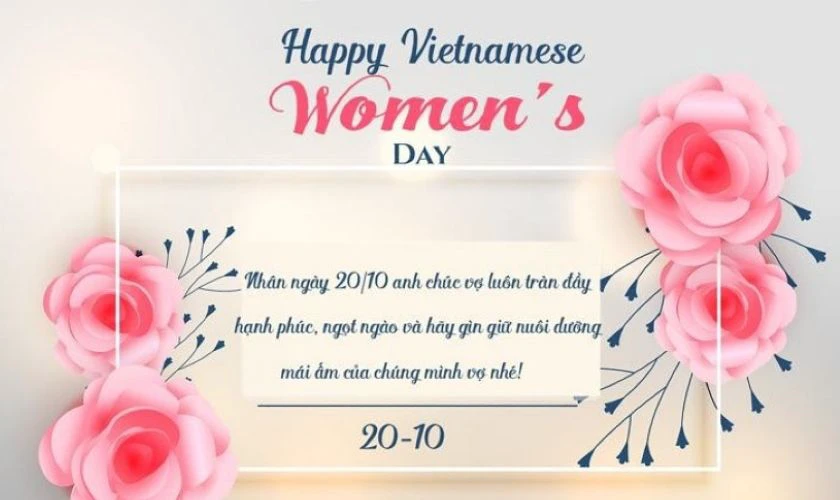 Mẫu thiệp 20/10 tặng vợ có hoa