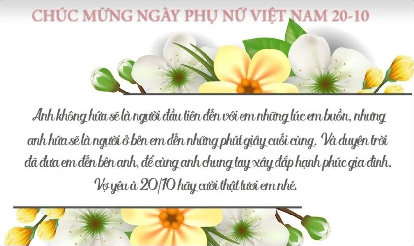 Mẫu thiệp 20/10 tặng vợ ngọt ngào