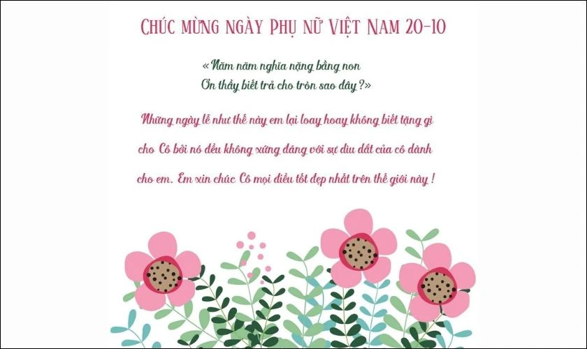 Mẫu tặng cô giáo