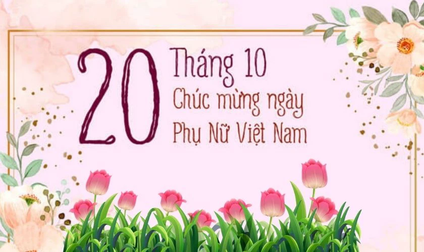 Mẫu thiệp trang trí hoa chúc mừng ngày 20/10 đáng yêu