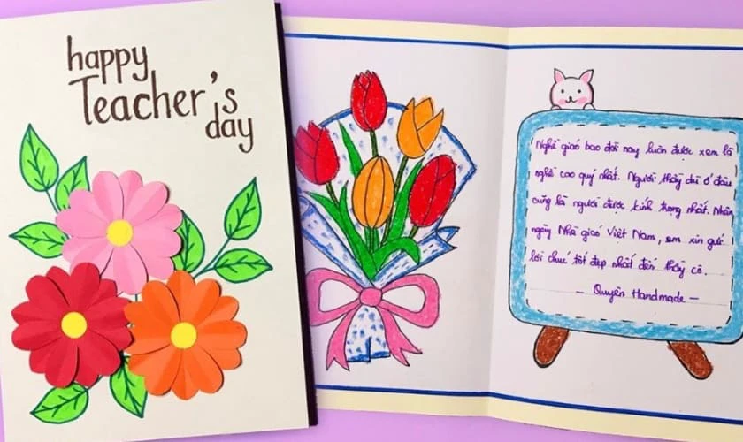 Mẫu vẽ thiệp 20/11 ngày Nhà giáo Việt Nam đơn giản
