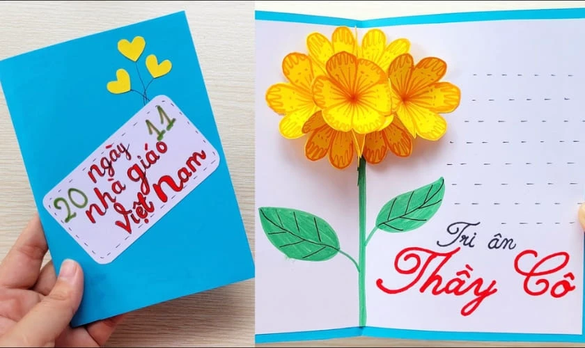 Mẫu thiệp 20/11 3D đơn giản