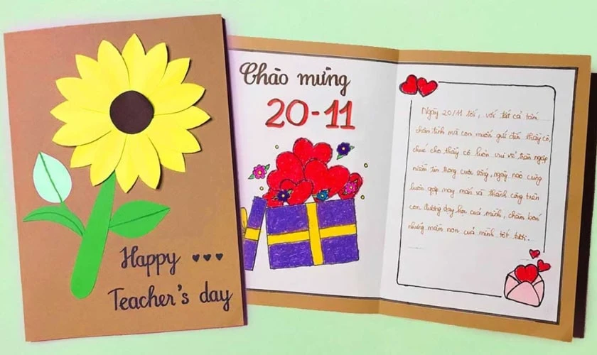 Mẫu thiệp tự làm bằng tay tặng thầy cô