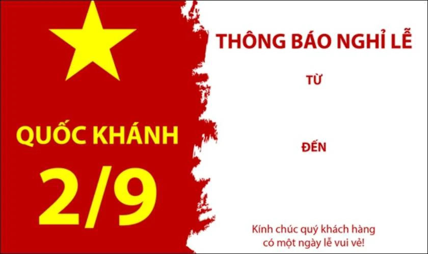Mẫu thiệp thông báo nghỉ lễ 2/9 dành cho công ty, doanh nghiệp ấn tượng 2025