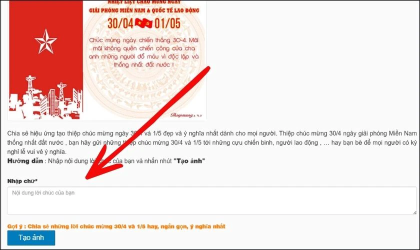 Cách làm thiệp 30/4 online với Thiepmung.com