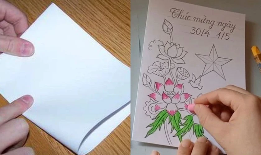 Cách làm thiệp chúc mừng 30/4 1/5 bằng giấy A4