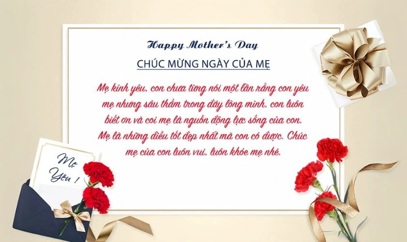 Thiệp chúc ngày của mẹ đơn giản