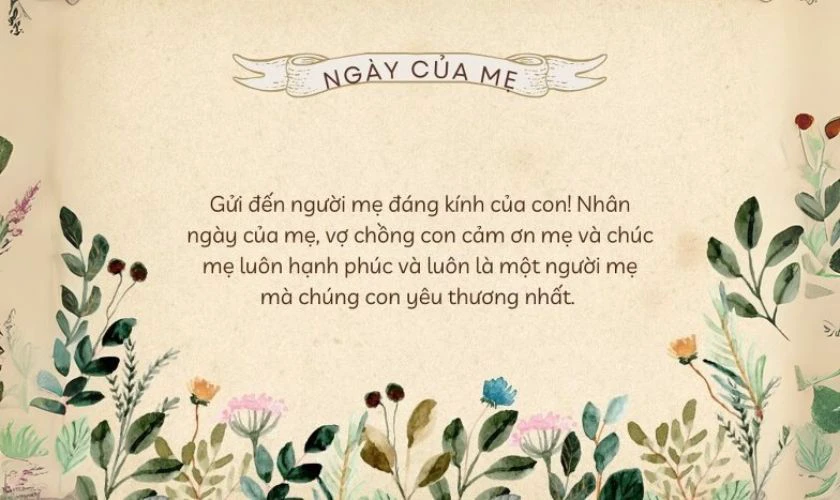 Mẫu thiệp mừng ngày của Mẹ cho mẹ chồng