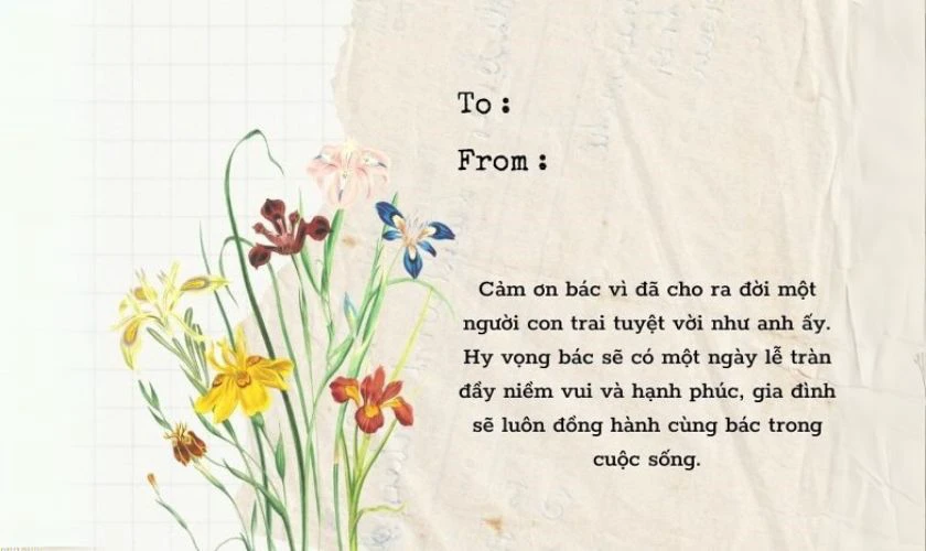 Thiệp chúc mừng ngày của Mẹ cho mẹ chồng đẹp