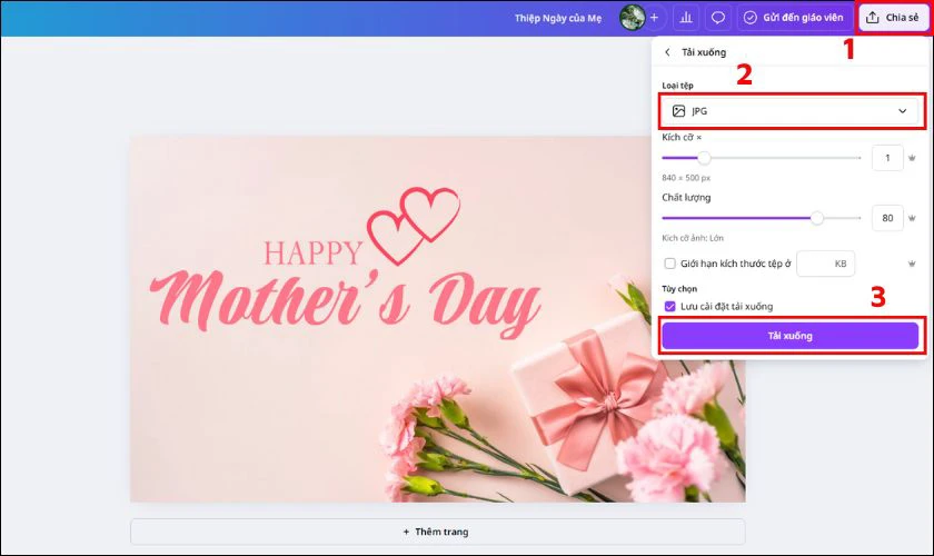 Sau khi hoàn tất, bạn bấm Download (Tải xuống)
