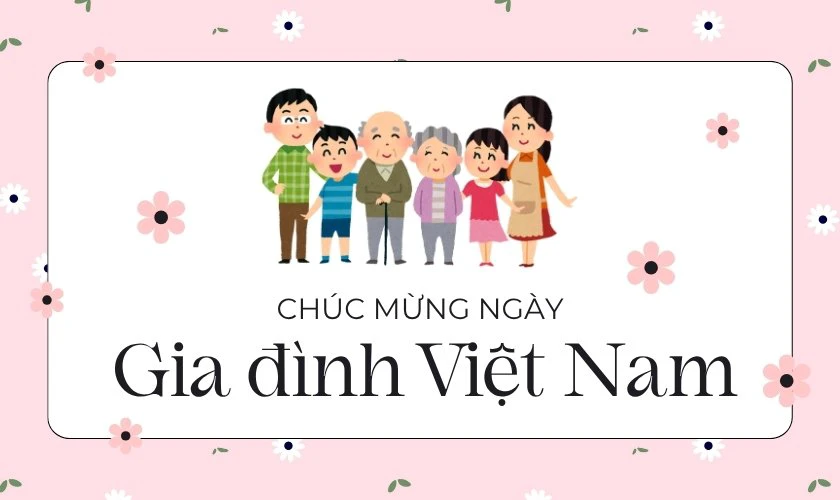 Thiệp chúc mừng Ngày Gia Đình tone màu hồng